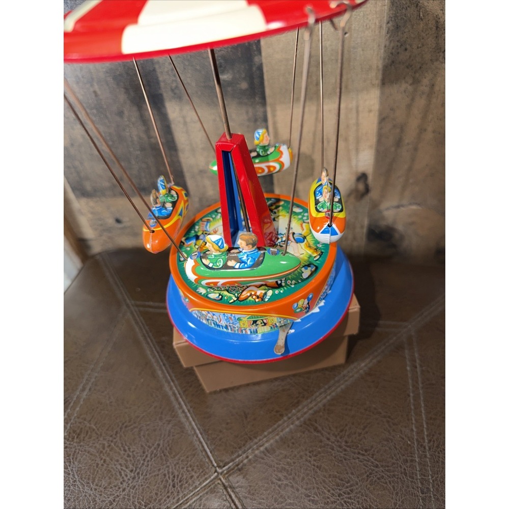 Vintage Spinning Carousel Roundabout Tin Litho Toy West Germany - Works W/ Box - Picture 12 of 17